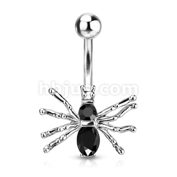 316L Surgical Steel 316L Surgical Steel CZ Spider Belly Button Ring - Image 3