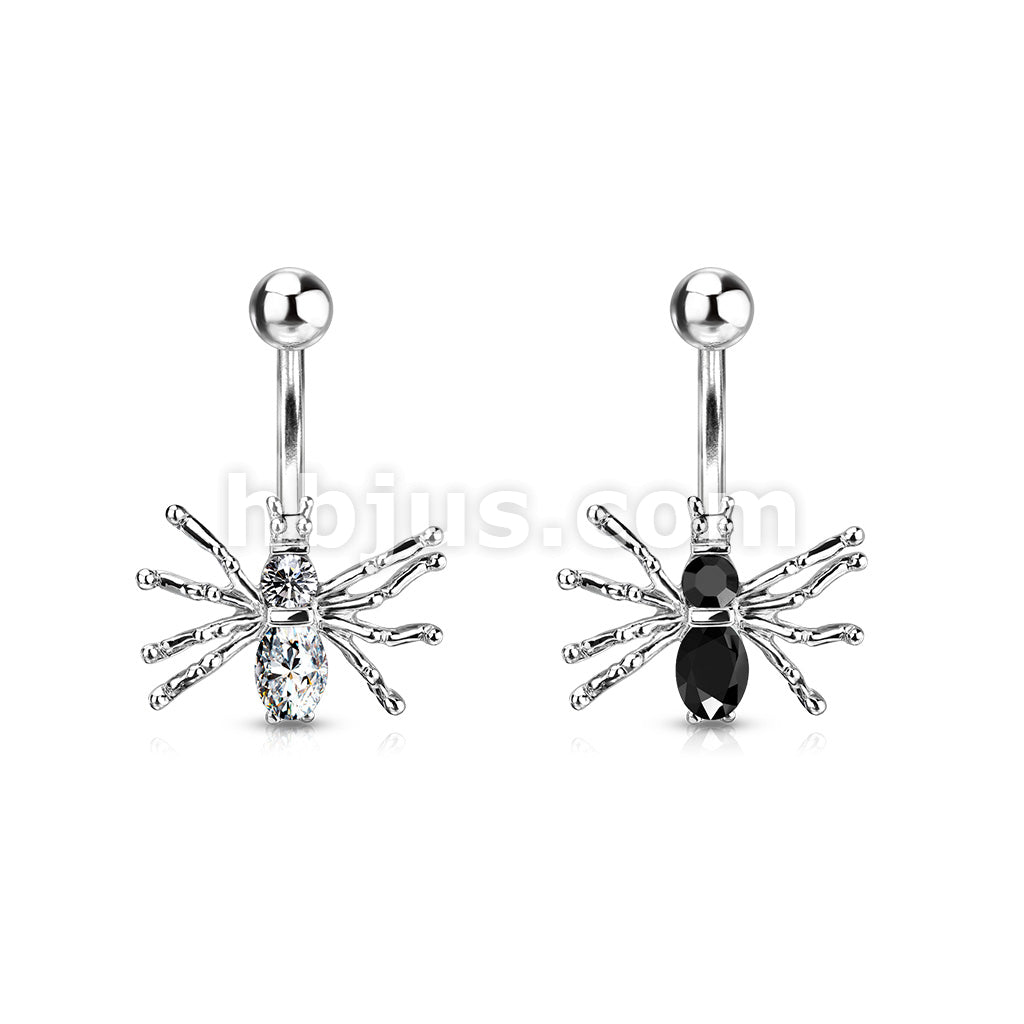 316L Surgical Steel 316L Surgical Steel CZ Spider Belly Button Ring - Image 4