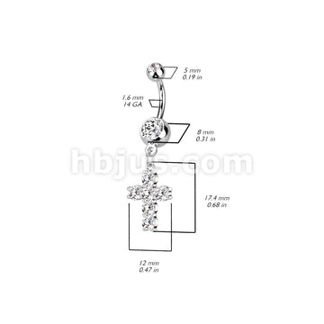 316L Surgical Steel 316L Surgical Steel Cross Dangle Double Jeweled... - Image 5