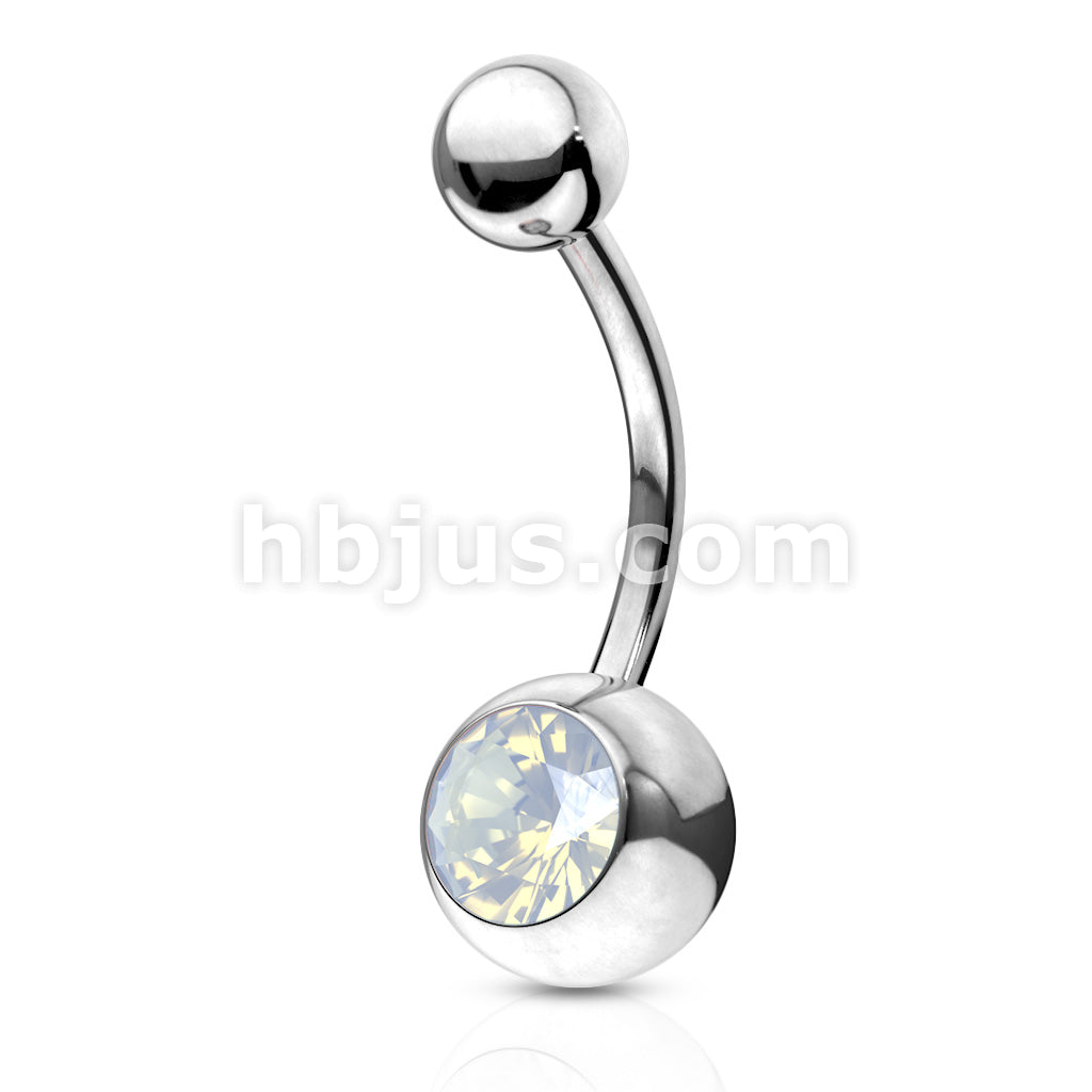 Crystal Opal Stone Bezel SetNavel Ring 316L Surgical Steel - Image 3