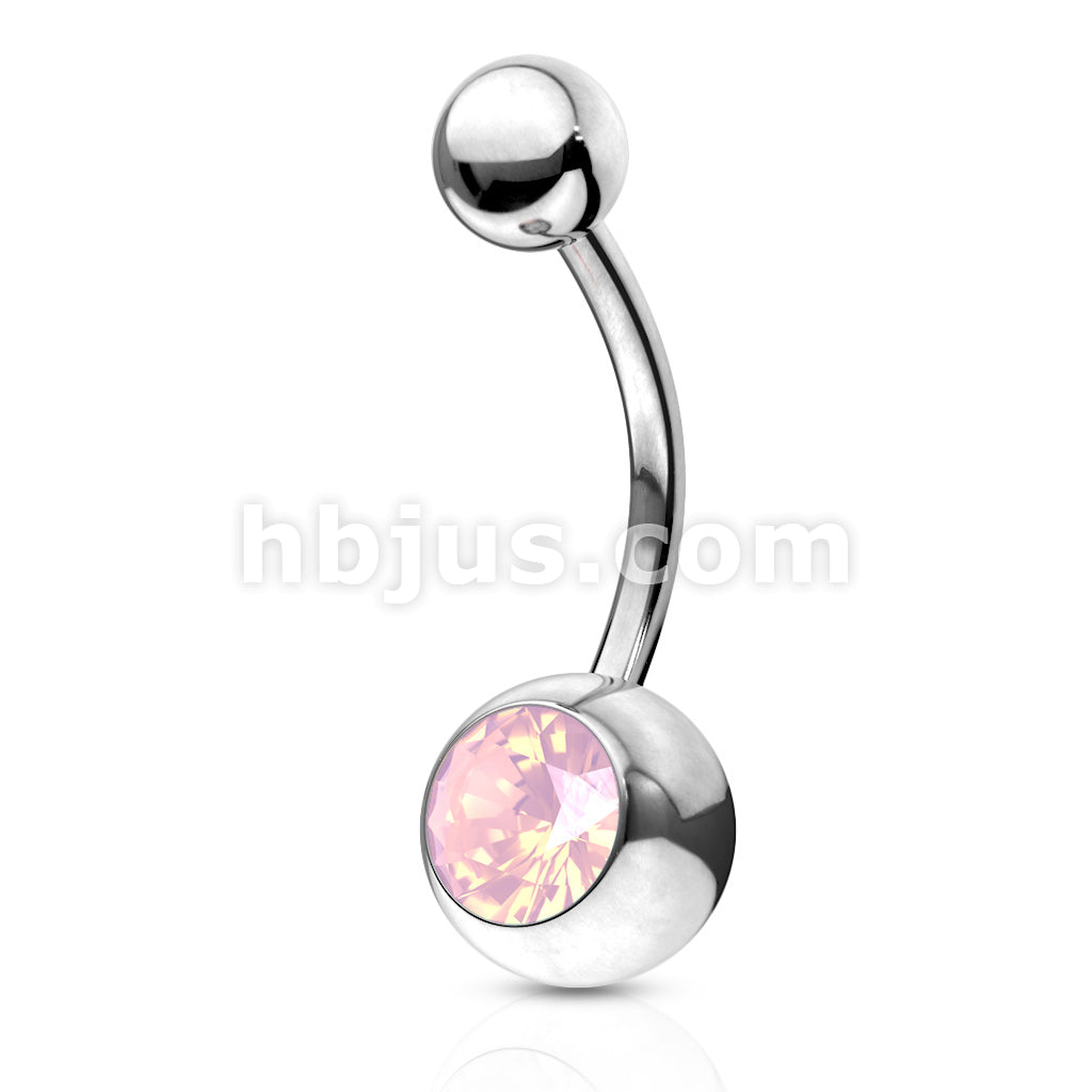 Crystal Opal Stone Bezel SetNavel Ring 316L Surgical Steel - Image 4
