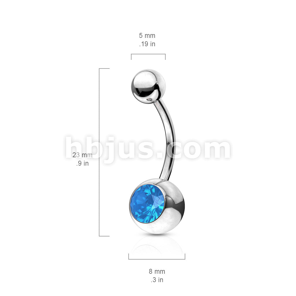 Crystal Opal Stone Bezel SetNavel Ring 316L Surgical Steel - Image 5