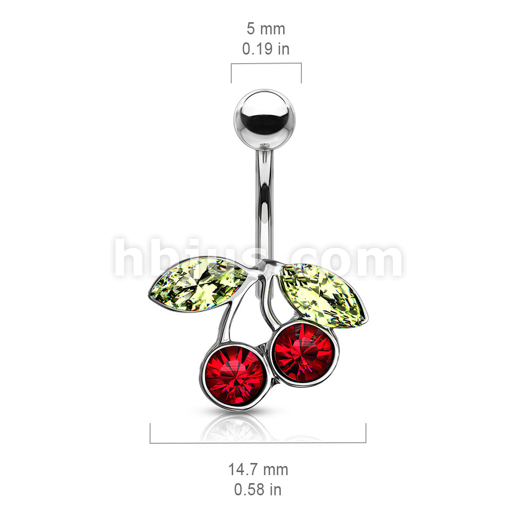 316L Surgical Steel 316L Surgical Steel Cherry CZ Belly Button Ring - Image 2