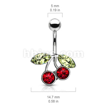 316L Surgical Steel 316L Surgical Steel Cherry CZ Belly Button Ring - Image 2