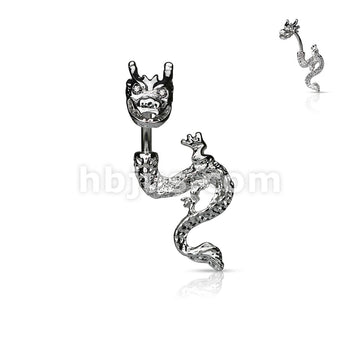 316L Surgical Steel 316L Surgical Steel Dragon Gem Eyes Belly Button Ring - Image 3