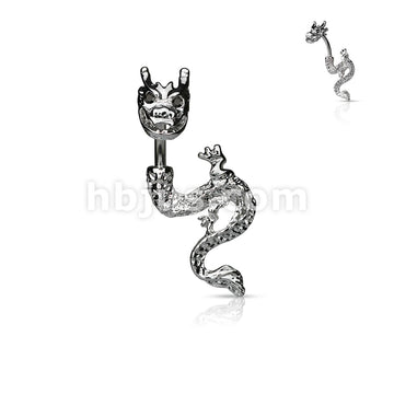 316L Surgical Steel 316L Surgical Steel Dragon Gem Eyes Belly Button Ring - Image 4