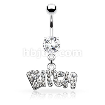 316L Surgical Steel 316L Surgical Steel Bitch Dangle Belly Button Ring - Image 2