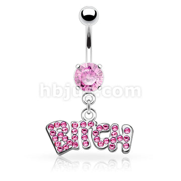 316L Surgical Steel 316L Surgical Steel Bitch Dangle Belly Button Ring - Image 3