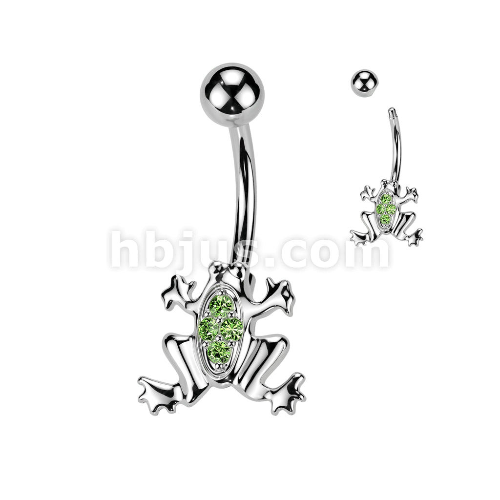 316L Surgical Steel 316L Surgical Steel Gemmed Frog Belly Button Ring - Image 2