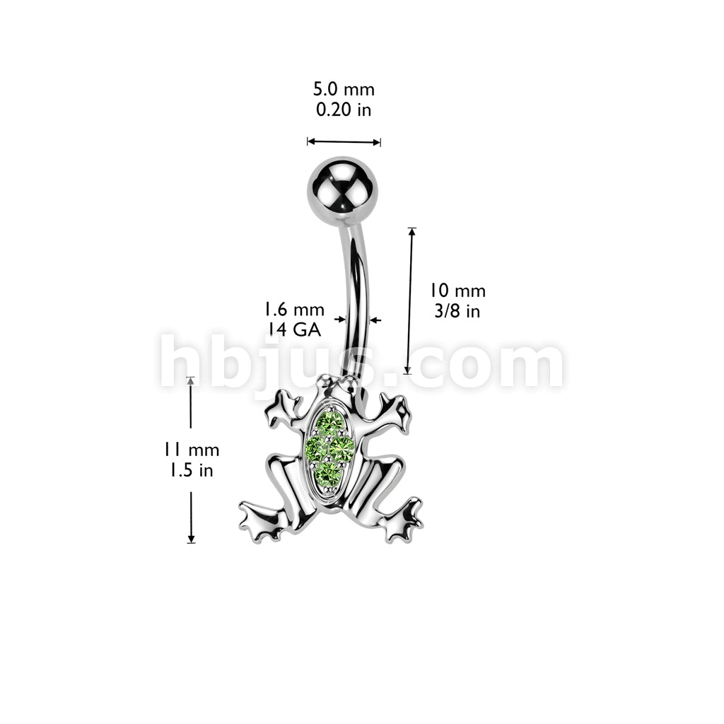 316L Surgical Steel 316L Surgical Steel Gemmed Frog Belly Button Ring - Image 3