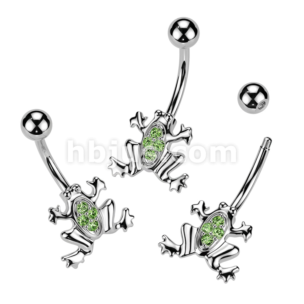 316L Surgical Steel 316L Surgical Steel Gemmed Frog Belly Button Ring