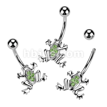 316L Surgical Steel 316L Surgical Steel Gemmed Frog Belly Button Ring