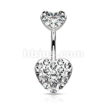 316L Surgical Steel 316L Surgical Steel Paved Gemmed Hearts Belly... - Image 2