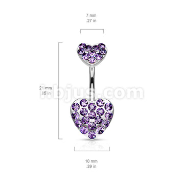 316L Surgical Steel 316L Surgical Steel Paved Gemmed Hearts Belly... - Image 6