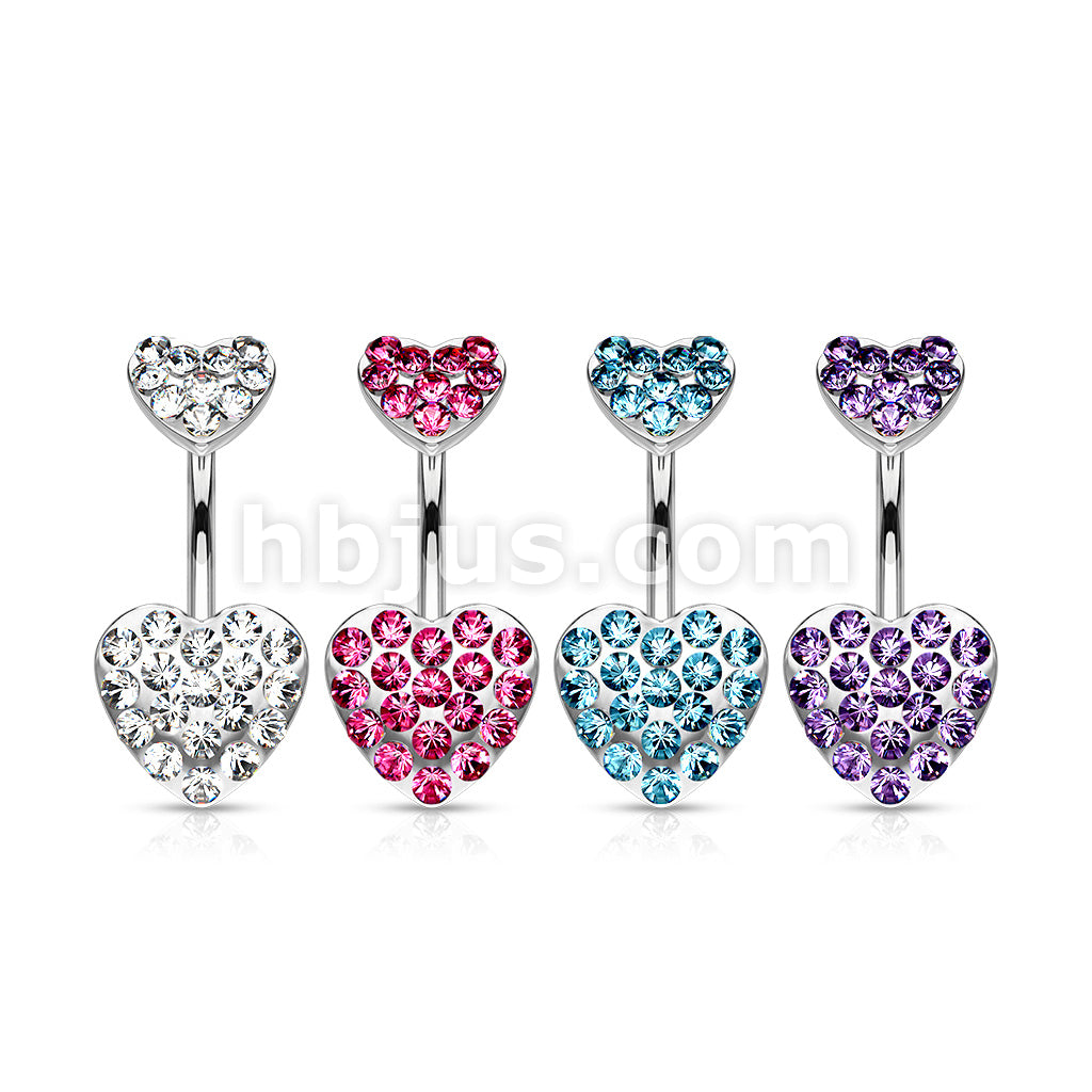 316L Surgical Steel 316L Surgical Steel Paved Gemmed Hearts Belly... - Image 7