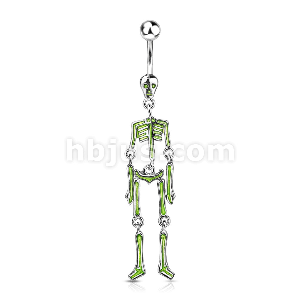 316L Surgical Steel 316L Surgical Steel Skeleton Dangle Belly Button Ring - Image 2