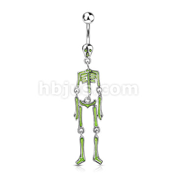 316L Surgical Steel 316L Surgical Steel Skeleton Dangle Belly Button Ring - Image 2
