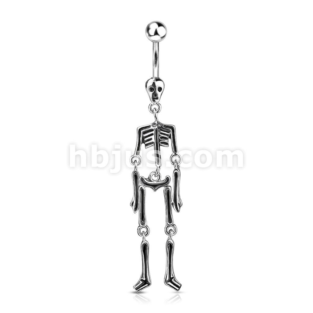 316L Surgical Steel 316L Surgical Steel Skeleton Dangle Belly Button Ring - Image 3