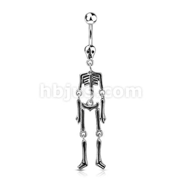 316L Surgical Steel 316L Surgical Steel Skeleton Dangle Belly Button Ring - Image 3