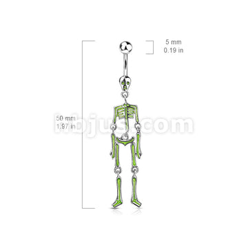 316L Surgical Steel 316L Surgical Steel Skeleton Dangle Belly Button Ring - Image 4