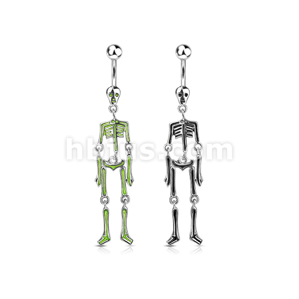 316L Surgical Steel 316L Surgical Steel Skeleton Dangle Belly Button Ring - Image 5