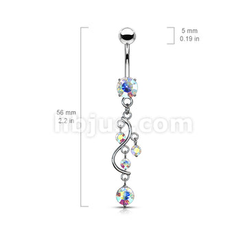 316L Surgical Steel 316L Surgical Steel Vine CZ Dangle Belly Button Ring - Image 10