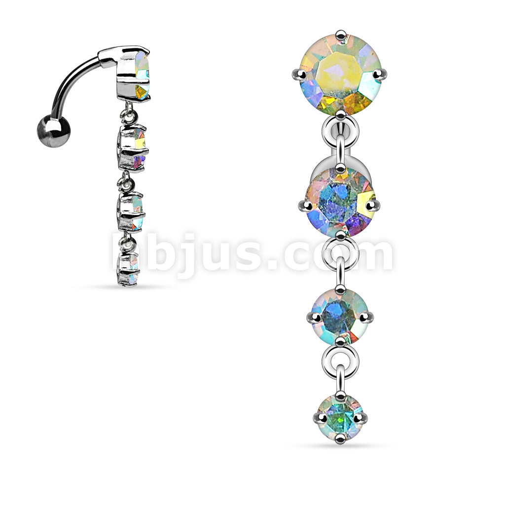 316L Surgical Steel 316L Surgical Steel 4-Vertical CZ Top-Drop Belly... - Image 2