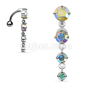 316L Surgical Steel 316L Surgical Steel 4-Vertical CZ Top-Drop Belly... - Image 2