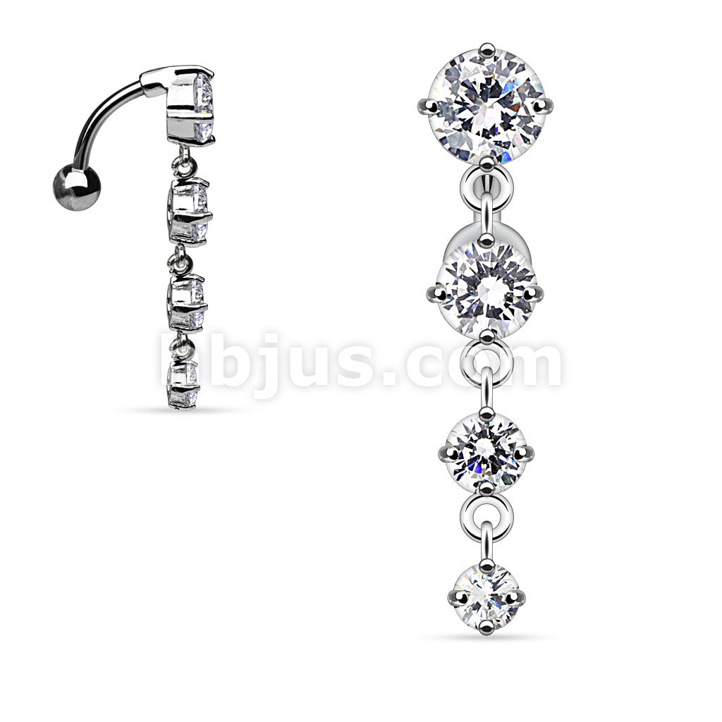 316L Surgical Steel 316L Surgical Steel 4-Vertical CZ Top-Drop Belly... - Image 3