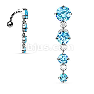 316L Surgical Steel 316L Surgical Steel 4-Vertical CZ Top-Drop Belly... - Image 5