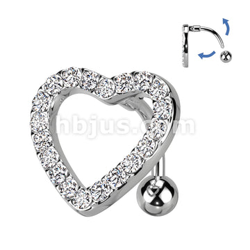 316L Surgical Steel 316L Surgical Steel Heart CZ Paved With Swinging... - Image 3