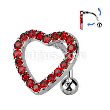 316L Surgical Steel 316L Surgical Steel Heart CZ Paved With Swinging... - Image 5