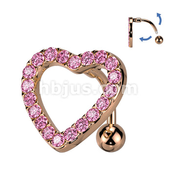 316L Surgical Steel 316L Surgical Steel Heart CZ Paved With Swinging... - Image 6
