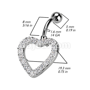 316L Surgical Steel 316L Surgical Steel Heart CZ Paved With Swinging... - Image 7