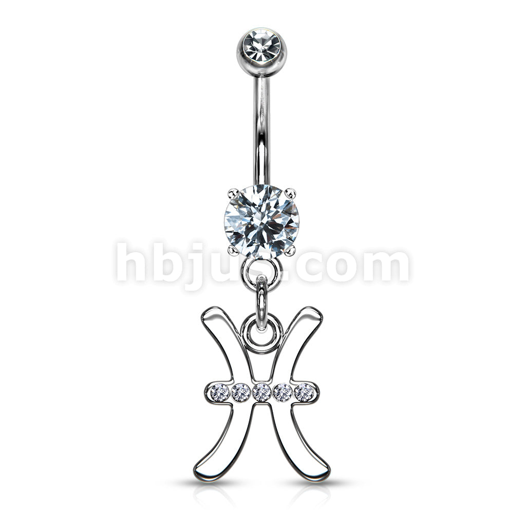 316L Surgical Steel 316L Surgical Steel Zodiac Symbol With Clear Gems... - Image 2