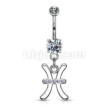 316L Surgical Steel 316L Surgical Steel Zodiac Symbol With Clear Gems... - Image 2