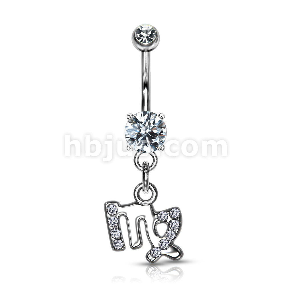 316L Surgical Steel 316L Surgical Steel Zodiac Symbol With Clear Gems... - Image 3