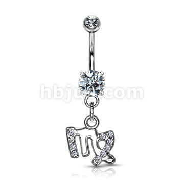 316L Surgical Steel 316L Surgical Steel Zodiac Symbol With Clear Gems... - Image 3