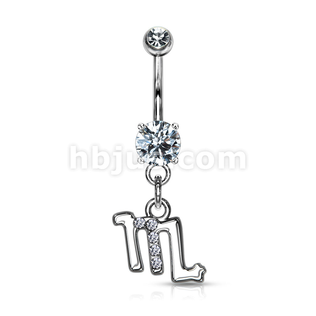 316L Surgical Steel 316L Surgical Steel Zodiac Symbol With Clear Gems... - Image 4