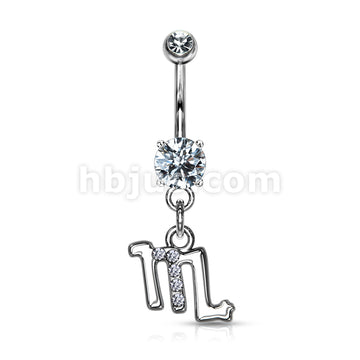 316L Surgical Steel 316L Surgical Steel Zodiac Symbol With Clear Gems... - Image 4