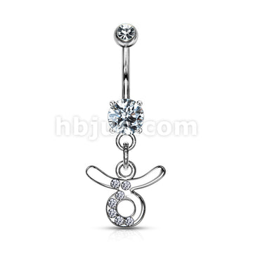 316L Surgical Steel 316L Surgical Steel Zodiac Symbol With Clear Gems... - Image 7