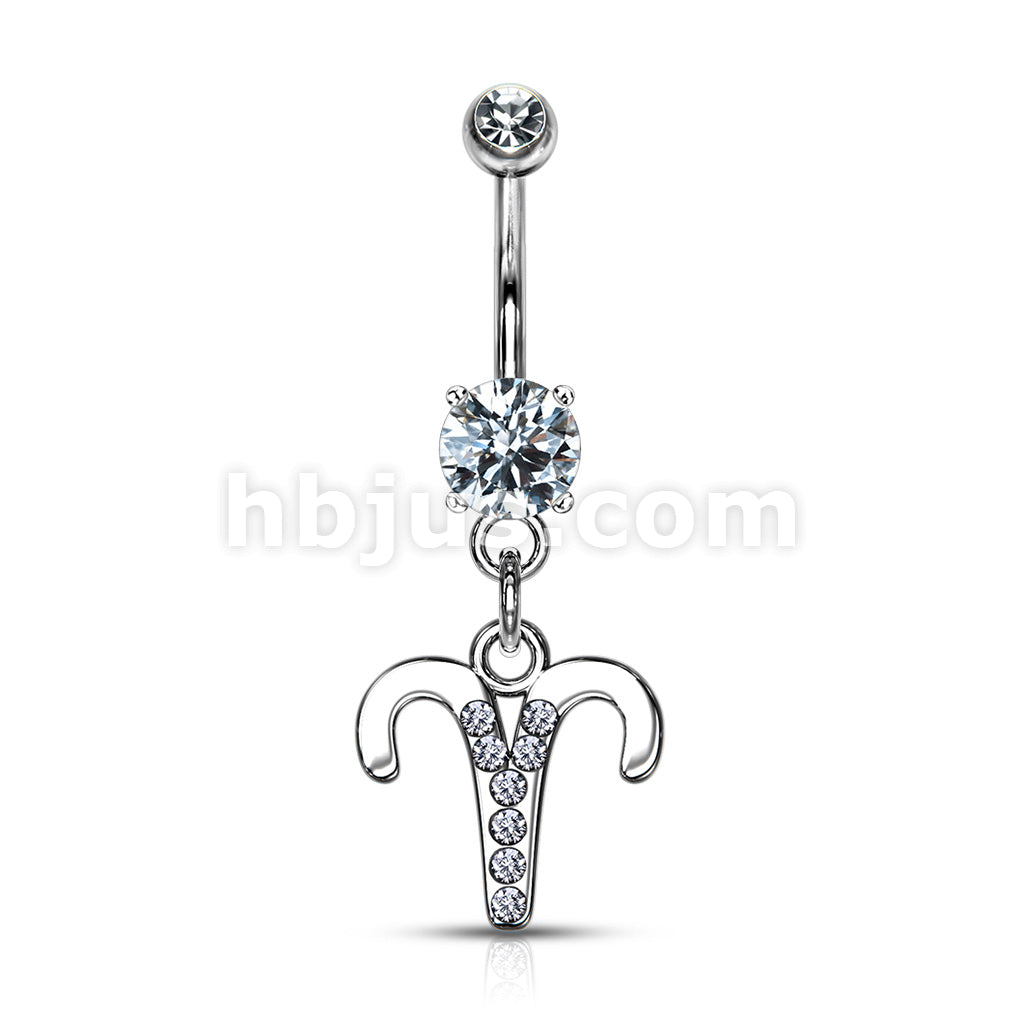 316L Surgical Steel 316L Surgical Steel Zodiac Symbol With Clear Gems... - Image 10