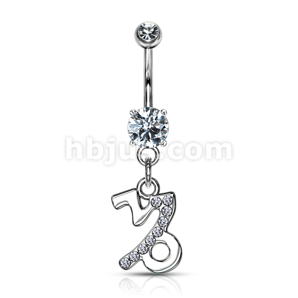 316L Surgical Steel 316L Surgical Steel Zodiac Symbol With Clear Gems... - Image 11