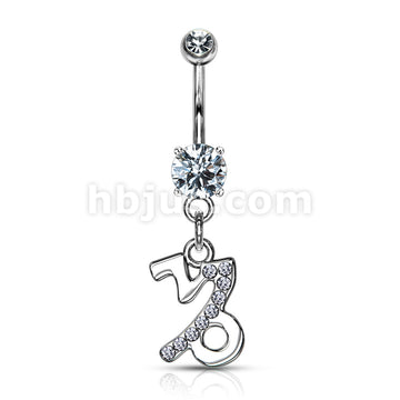316L Surgical Steel 316L Surgical Steel Zodiac Symbol With Clear Gems... - Image 11