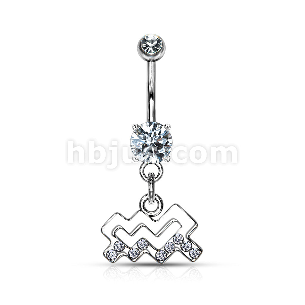 316L Surgical Steel 316L Surgical Steel Zodiac Symbol With Clear Gems... - Image 12