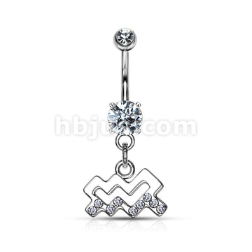 316L Surgical Steel 316L Surgical Steel Zodiac Symbol With Clear Gems... - Image 12