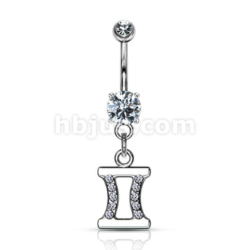 316L Surgical Steel 316L Surgical Steel Zodiac Symbol With Clear Gems... - Image 13
