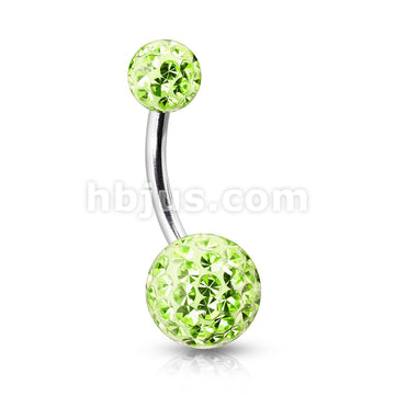 Clear Epoxy Over Crystal Paved  Ferido Ball 316L Surgical Steel Navel Ring - Image 4