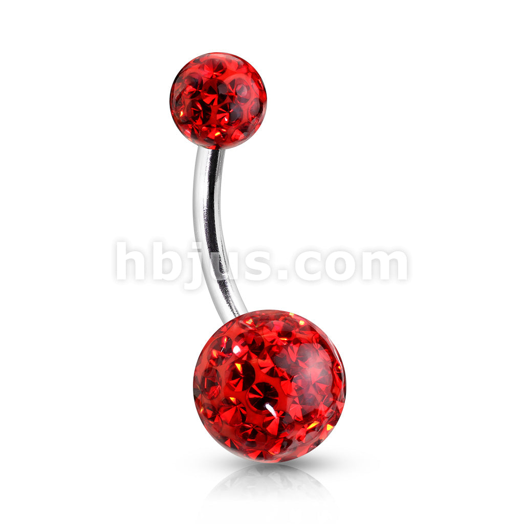 Clear Epoxy Over Crystal Paved  Ferido Ball 316L Surgical Steel Navel Ring - Image 7