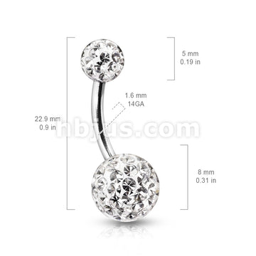 Clear Epoxy Over Crystal Paved  Ferido Ball 316L Surgical Steel Navel Ring - Image 9